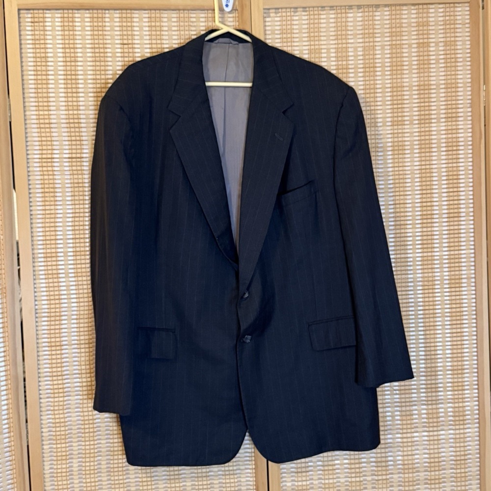 Roger La Viale Men's 52x33 Suit Jacket Gray Pin Striped Super 150s Wool Office